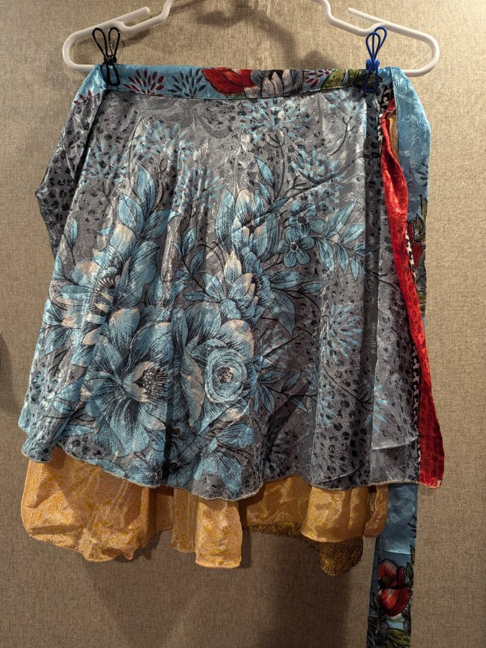 Darn Good Yarn Silk Sari Wrap Skirt | Reversible | Boho | Floral